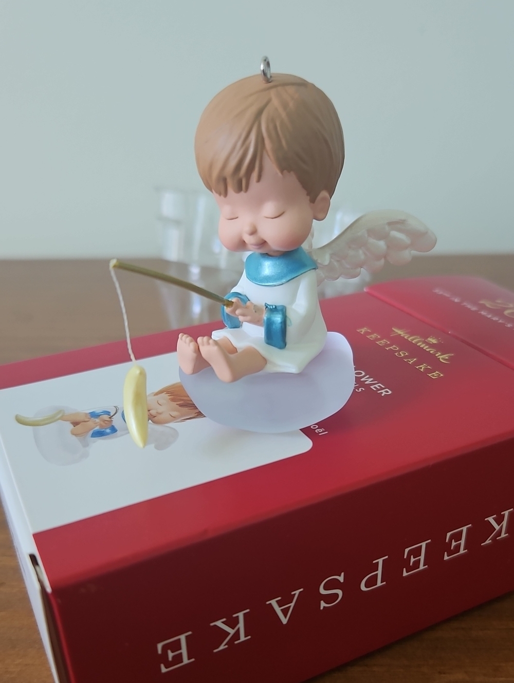 Hallmark Angel Ornament in White, Blue, Tan and Gold